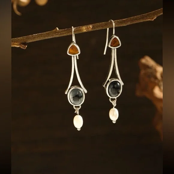 Faux Pearl Drop Earrings - Picture 4 of 12